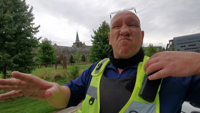 Four Yellow Jackets And A German Shepard